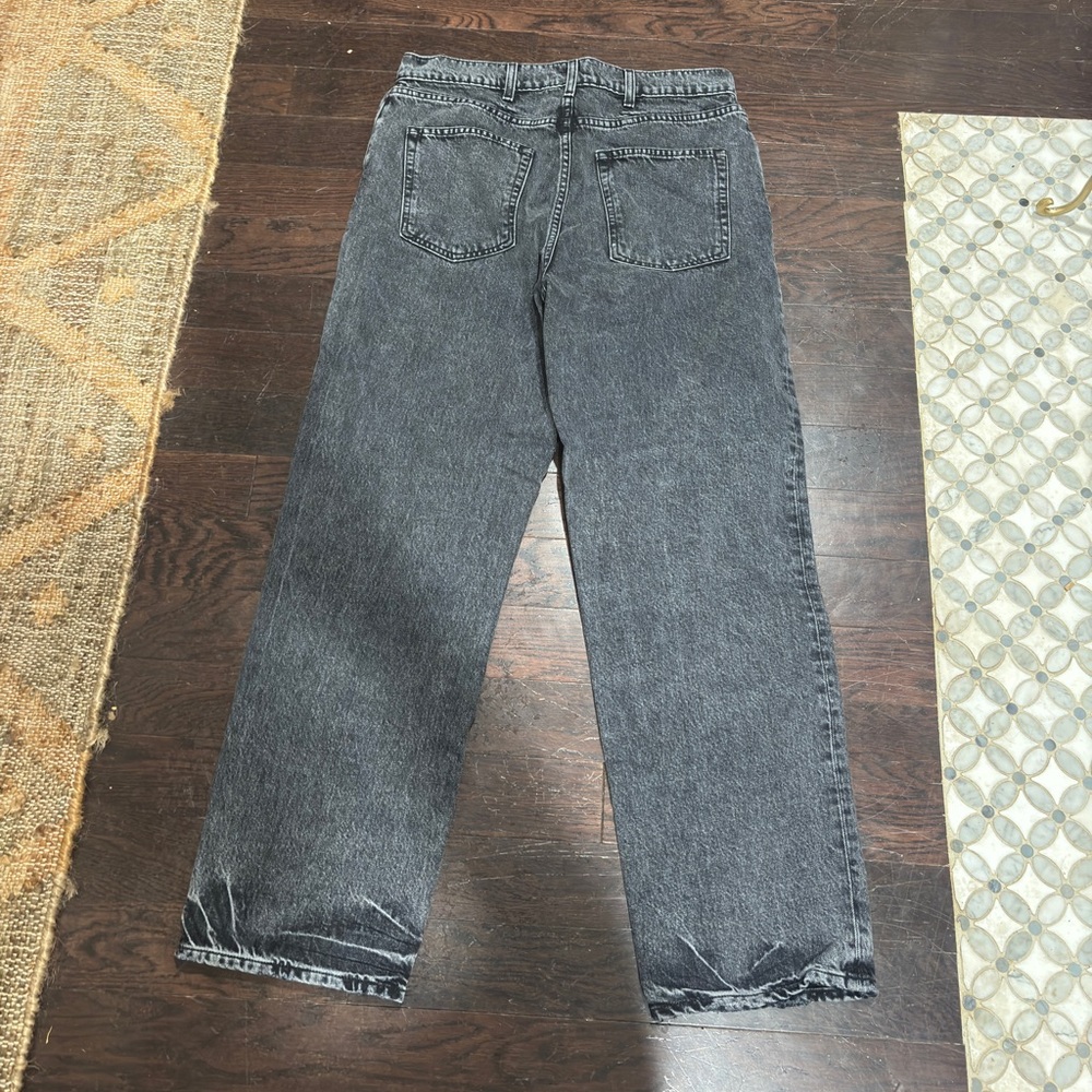 GRLFRND: FADED BLACK HIGH-RISE STRAIGHT-LEG JEANS - Picture 8 of 10